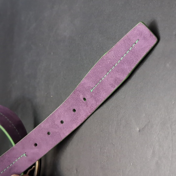 F&H by Fullum & Holt Unisex Purple/ Green Leather Belt,Size 38/95 - Picture 2 of 9